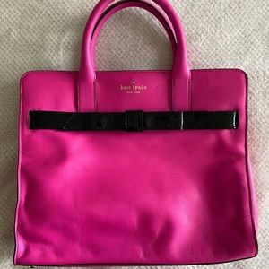 Hot Pink Kate Spade Purse with Patent Black Bow